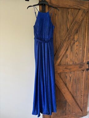City Studio Sparkling Cobalt Halter-Style Maxi Dress